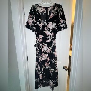 Floral Black and Pink casual dress